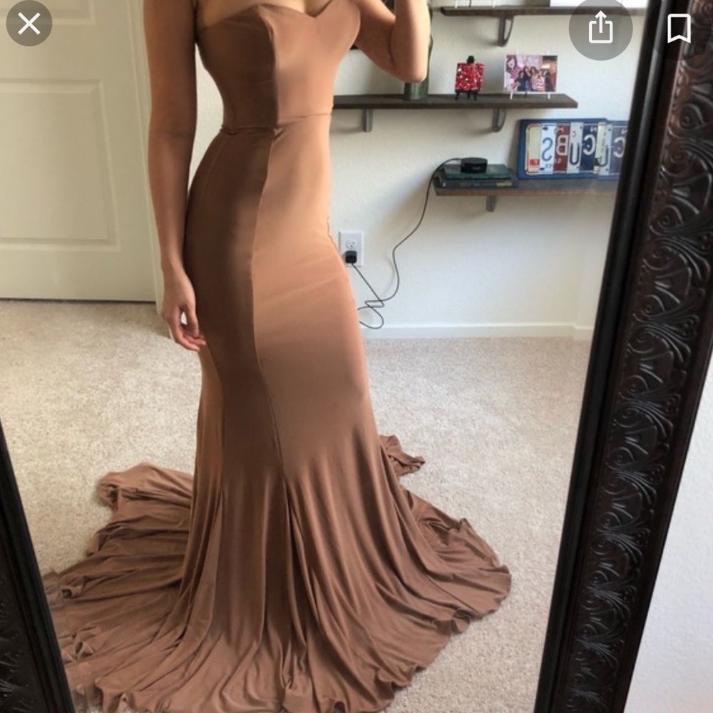 House of CB Brown Maxi Dress with Train
